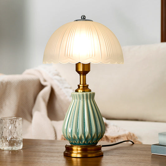 Pineapple Ceramic Table Lamp with Semi-circular lampshade