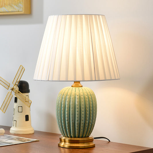 Traditional Chinese Hand-Painted Bird and Flower Ceramic Table Lamp